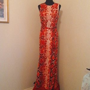 MICHAEL KORS Slinky Reptile Print in Burgandy to Pinkish Color Gown